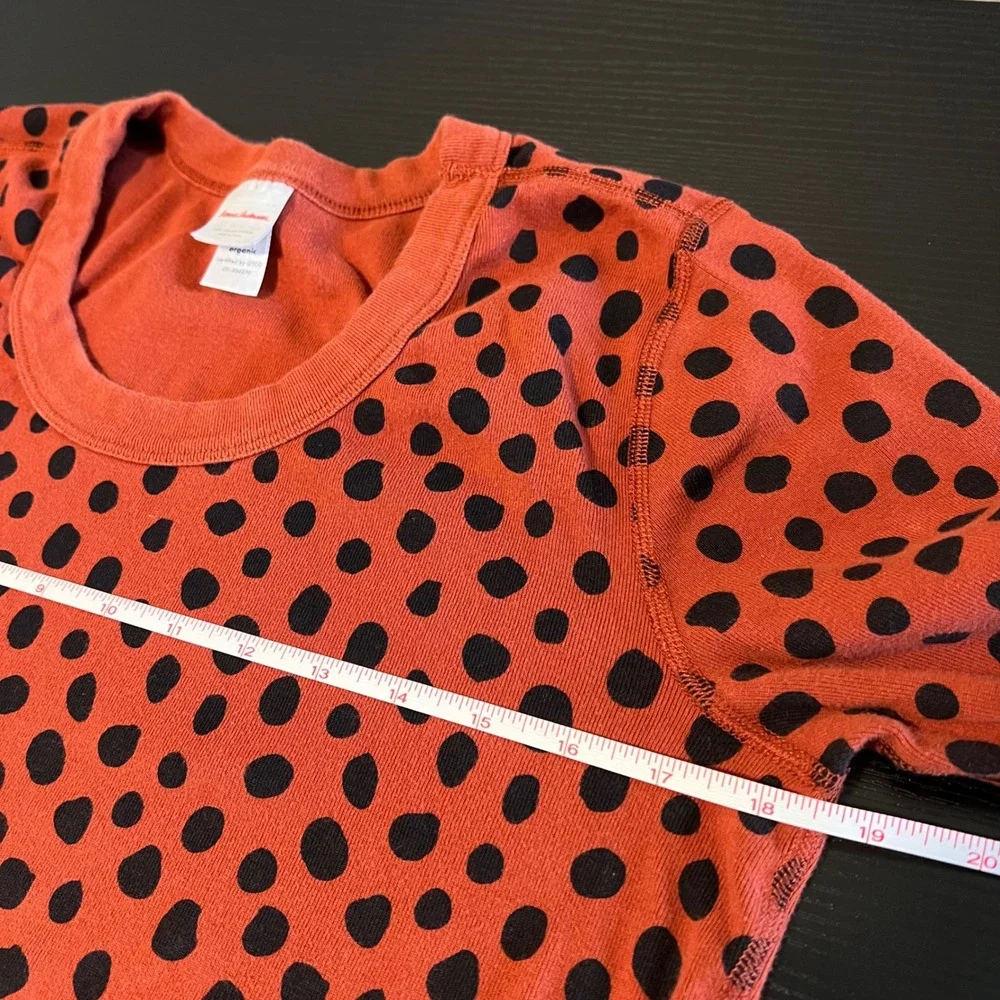Hanna Andersson Pajama Set Womens L Top M Bottom Organic Cotton Polka Dot Rust